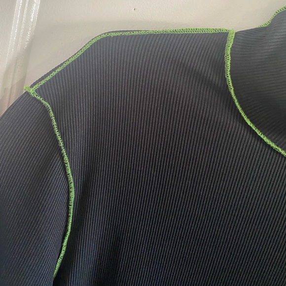 SHEIN Contrast Topstitching Mock Neck Rib-Knit-SZ 2XL-Black - Picture 10 of 10